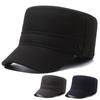 Hat Men'S Winter Flat Top Hat Fleece Thickened Cap Wool Cotton Hat Outdoor Middle-Aged And Elderly Warm Ear Protector