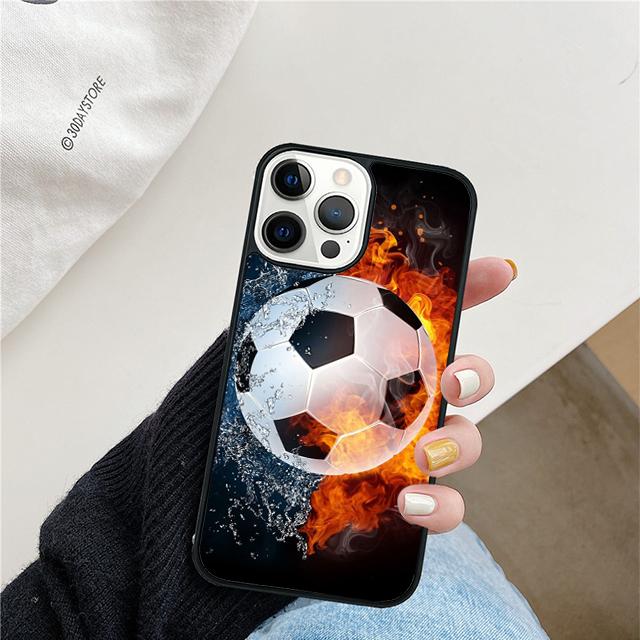 Fire Football Ball Soccer Phone Case For iPhone 17 Air 15 16 Cover 11 13 14 Pro Max 12 Plus Max Fundas