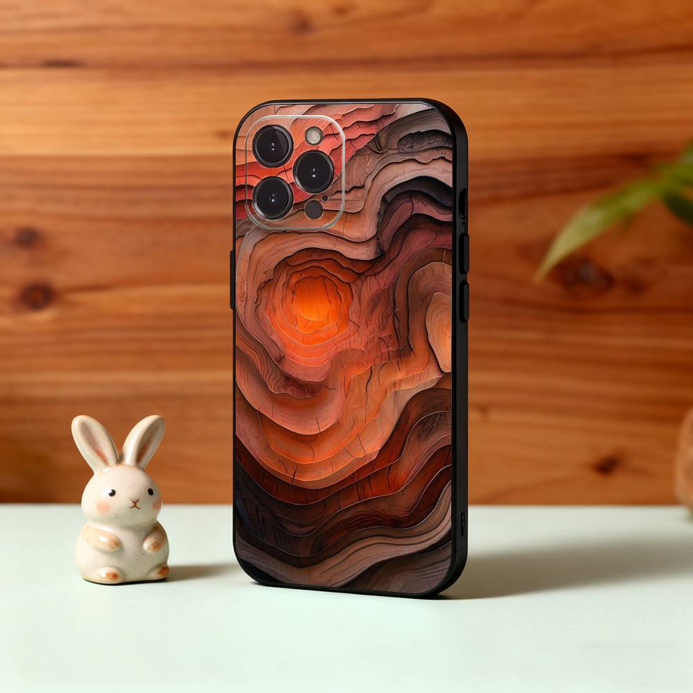 N-Натуральный W-Древесная текстура Арт Чехол для телефона Для iPhone17,16,15,14,13,12,Plus,Pro Max, 5G Другие Мягкая Черная Крышка