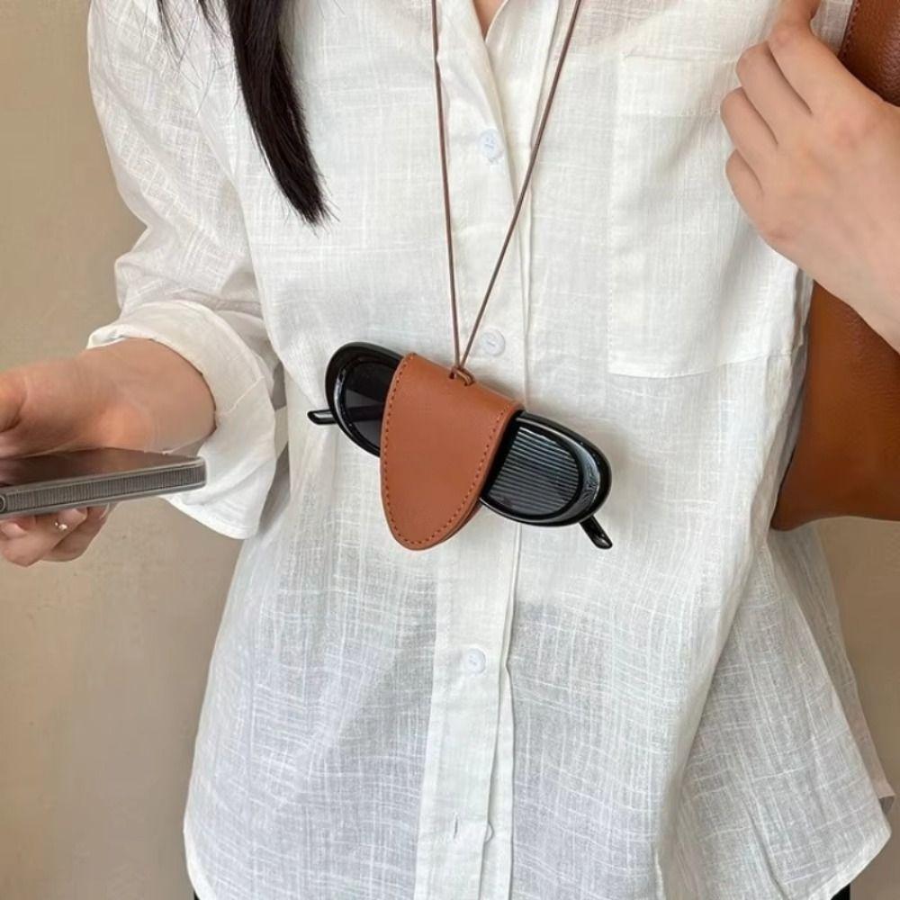 Leather Sunglasses Clip Storage Hanging Rope Hanging Neck Pouch Eyeglasses Storage Bag Pendant