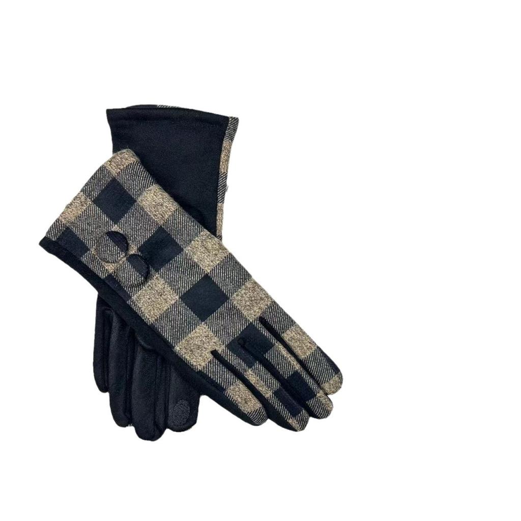 Клетчатые перчатки Женские перчатки для верховой езды Шерстяные перчатки Перчатки для сенсорных экранов с разделителями для пальцев для верховой езды на открытом воздухе