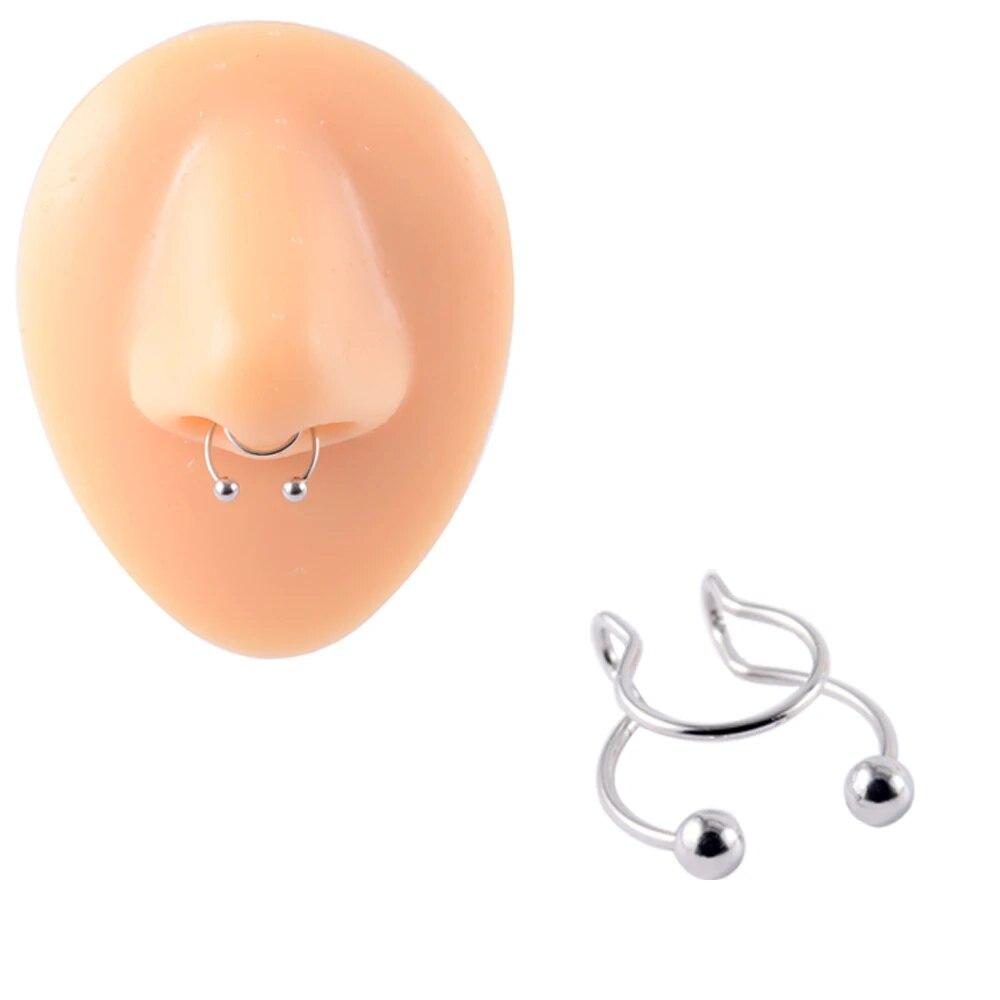 Серьги-клипсы из хирургической стали, 1 шт., серьги-клипсы для ушей, хрящевой раковины, манжеты, регулируемый размер, обруч для носа, непрокалывающее кольцо для губ, поддельные ювелирные изделия