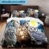 Night Owls In The Moonlight 3pcs Bedding,Including 1pc Duvet Cover And 2pcs Pillowcases Perfect for Christmas,Ideal for Bedroom, Dormitory