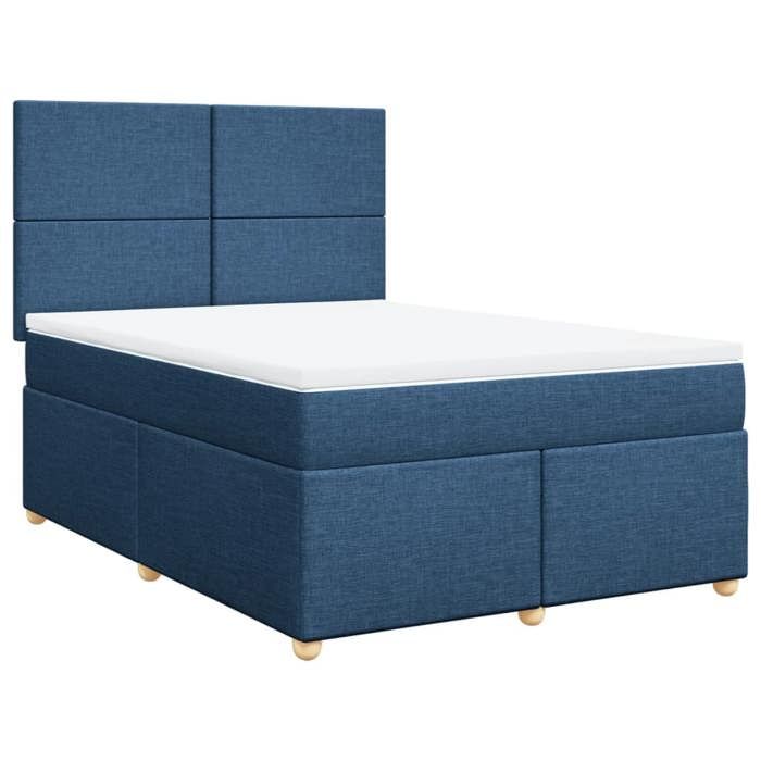 Maison Exclusive - Sommier à lattes de lit avec matelas Bleu 160x200 cm Tissu
