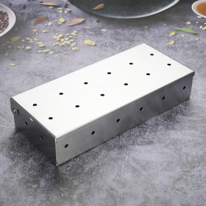 Stainless Steel Smoker Box for BBQ - Thickened Smoked Meat and Spice Box for Outdoor Grilling