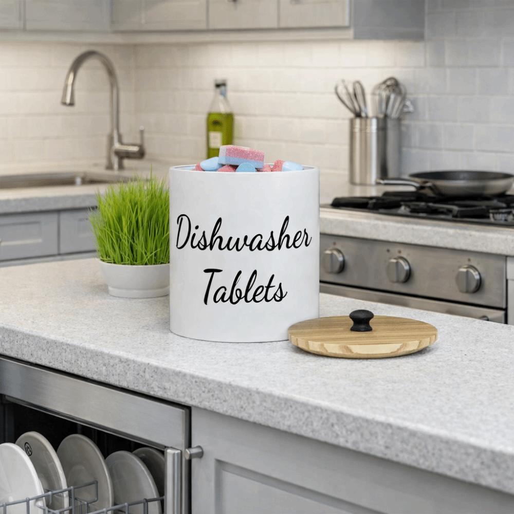 Wide Opening Dishwasher Pod Container Round Kitchen Storage Box Laundry Pods Container Apartment
