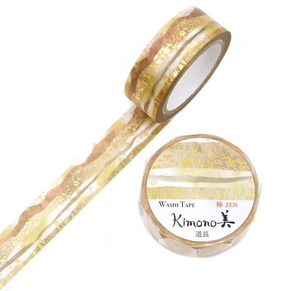 Kimonobi Zen Sui Type Michinaga Washi Tape Gold Foil Gradient Masking Tape 15mm GR-3067 Japanese Stationery Decorative Tape