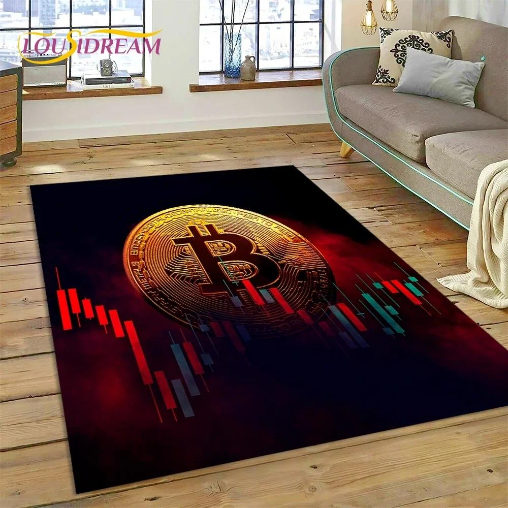 3D Ковер Bitcoin Виртуальная Валюта NFT для Спальни Гостиной Дома Декор Дивана, Детская Игра Большой Декоративный Напольный Коврик