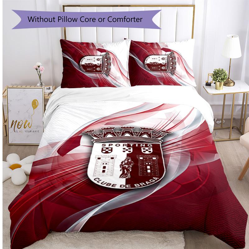 Braga FC Printed 3PCS Bedding Set Breathable Duvet Cover with Pillowcases Decorative Bed Linen for Bedroom Home