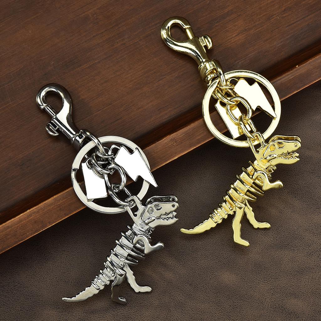 Colorful Alloy Dinosaur Bone Keyring Eye Catching Metal Keychain Accessory Fashionable Bag Charm Ornament for Students