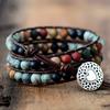 BLINGBAY Women's Bracelet Frosted Stone Creative Beaded Hand Woven Leather Retro Bracelet Girls Party Birthday Jewelry Gift