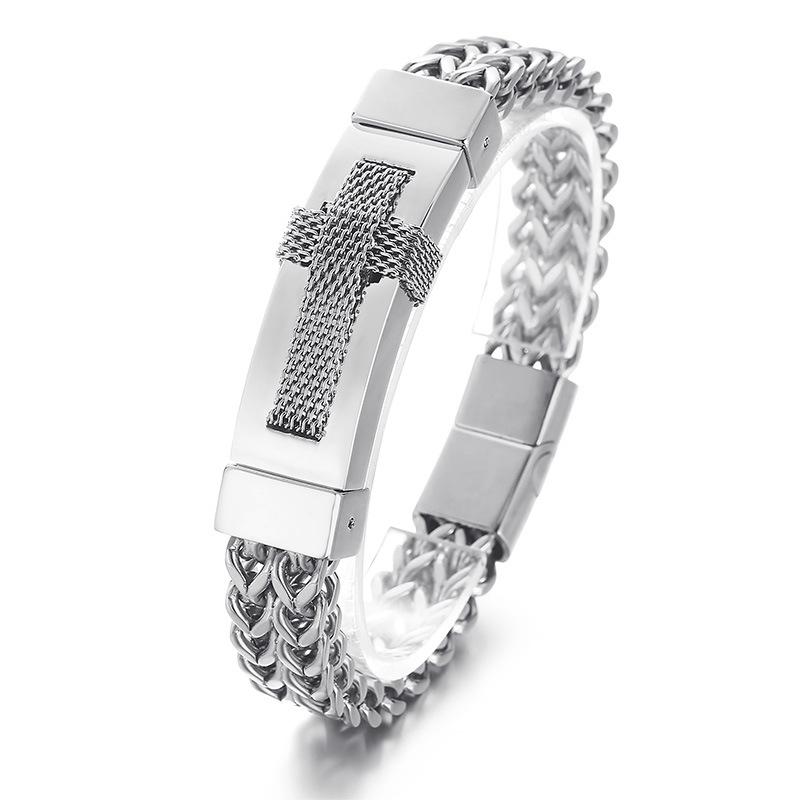 Hip -Hop Style Bracelet Rock Vacuum Electroplating Curved Brand Braided Front And Back Chain Trendy Men 'S Bracelet