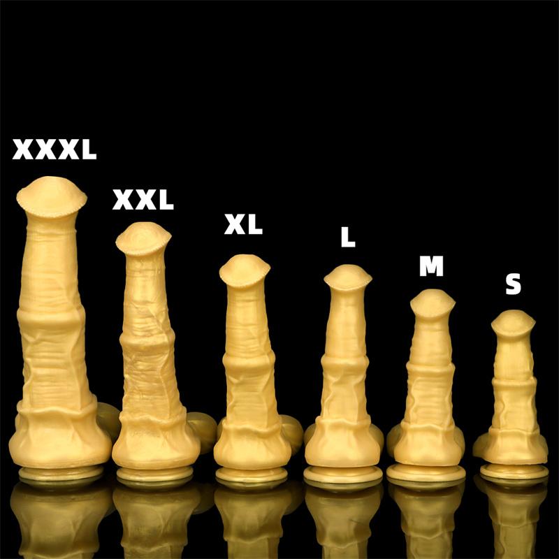 Gold Golden Horse Dildo Male and Female Silicone Soft Oversized Anal Plugs Anal Plug Masturbator