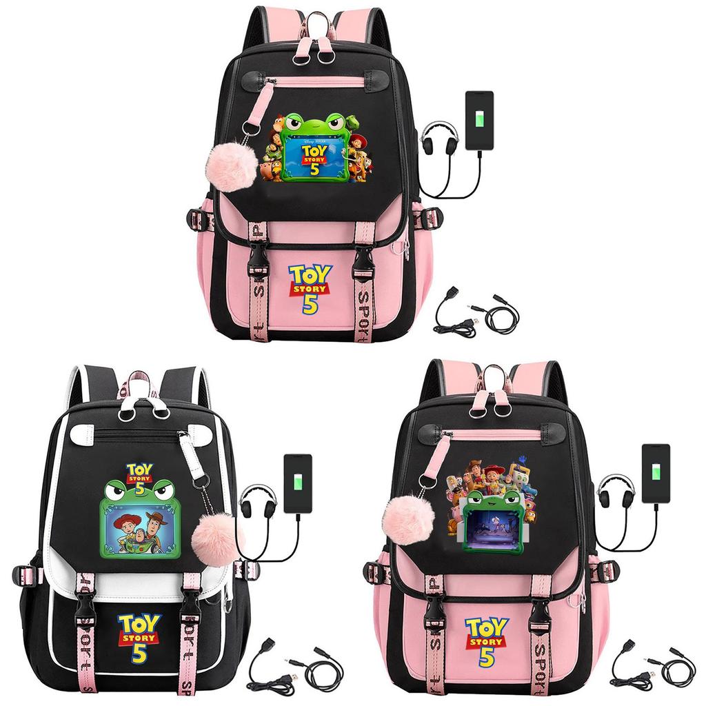 Toy Story 5 Printed Canvas Backpack With Breathable Design For Middle School Students And Travel
