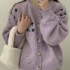 Autumn New Embroidered Flower Knitted Sweater Women Cardigan Winter Long Sleeve Vintage Women's Sweater Jacket Elegant Round Neck Knitwear Coat 25041