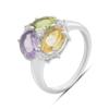 Silver Ring with Natural Amethyst 3.306ct, Citrine, Chrysolite, Product Weight 3.18 Gr (2193272)