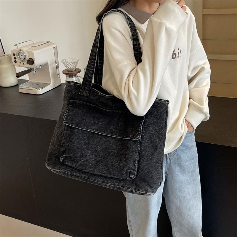 Denim Bag Large Capacity Shoulder Bag Commuter Tote Bag Women's Underarm Bag