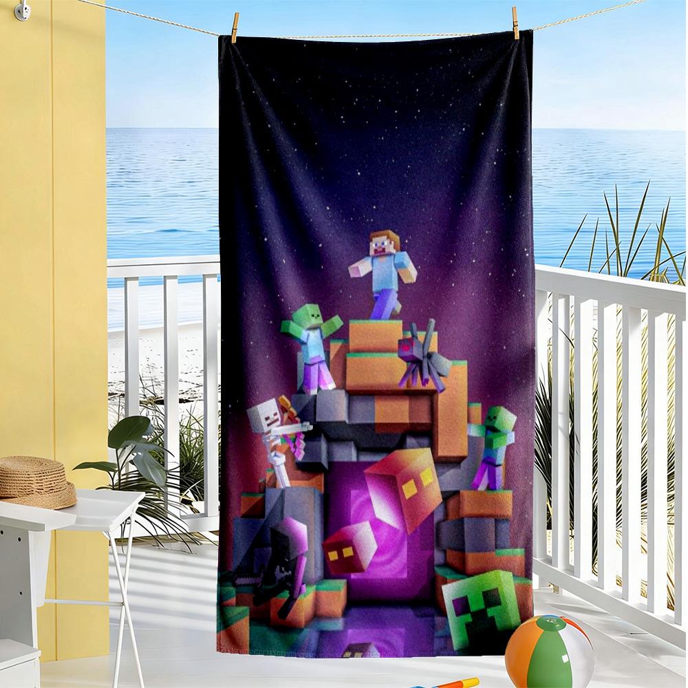 Minecraft Beach Towel High Absorbency & Quick-Dry Comfortable Lightweight Suitable for Swimming, Gym, Camping, Yoga Vacation