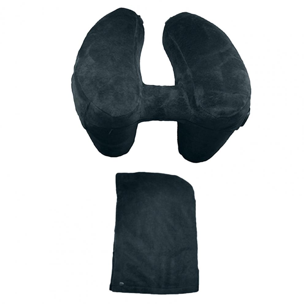 Inflatable Neck Pillow With Patent Valve Phone Storage H-shaped Neck Protection Aeroplane Car Neck Rest Cushion Travel Supplies