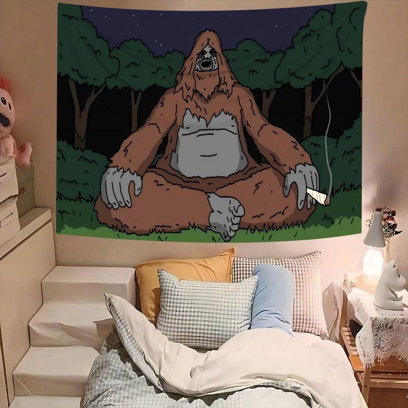 VIKAMA Fun Bigfoot Monster Wall Tapestry Indoor Wall Hanging Decor Living Room And Bedroom Home Decoration