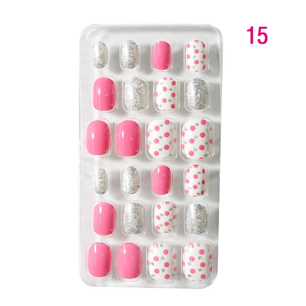 Children Press On Candy Color Self Adhesive Fake Nails False Nails Nail Art Manicure Tips