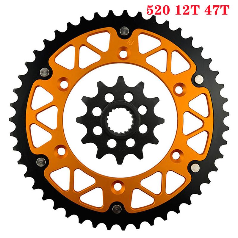 12T 45T-52T 520 Chain Motorcycle Front & Rear Sprocket For SUZUKI RM125 RMZ250 RM-Z 250 RM 125 Y N P R S T V W X K1 K2 K3 K4 K5