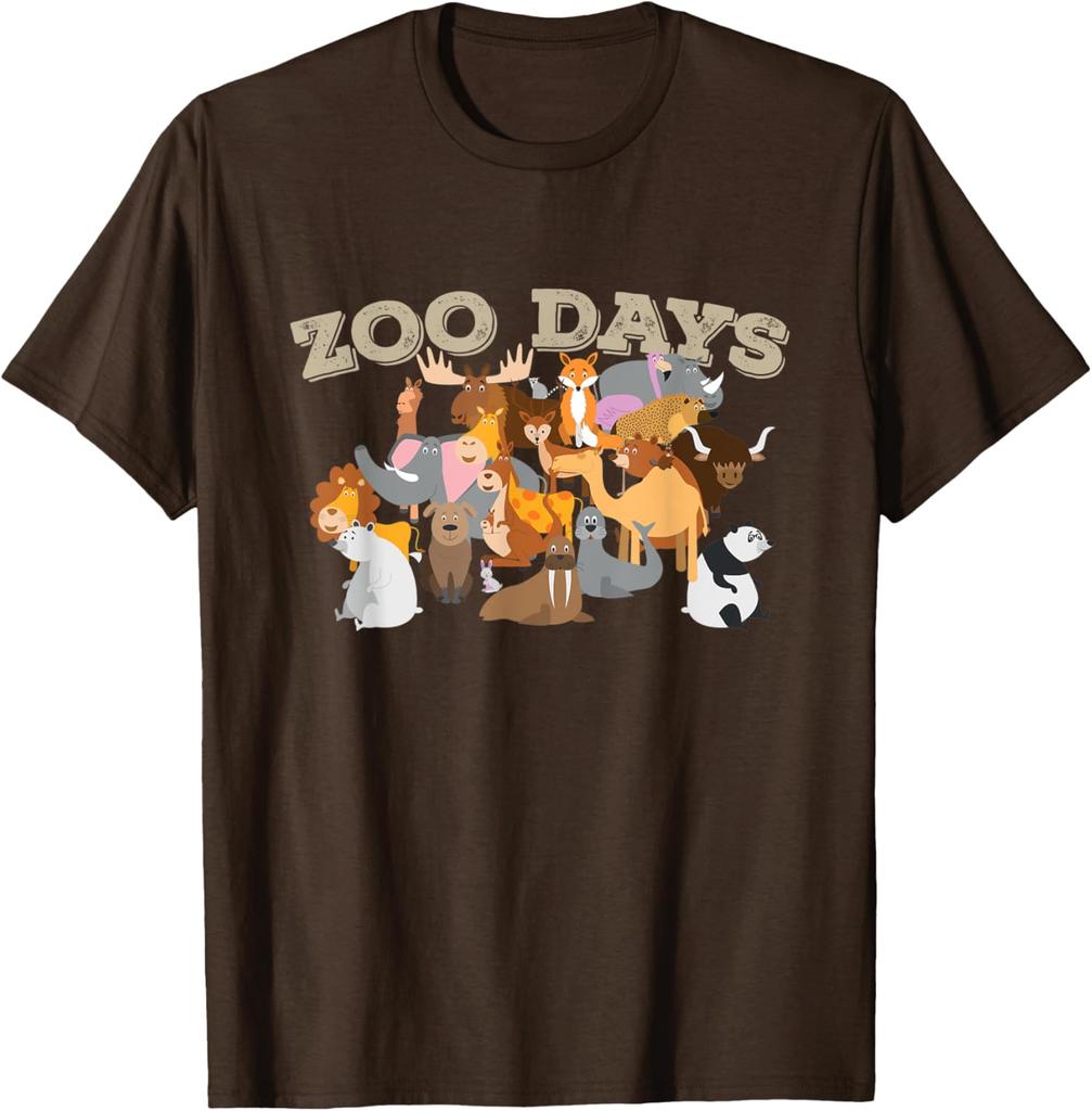 Zoo Days Животные Группа Графическая Футболка Мужская Повседневная С Круглым Вырезом Хлопковая Футболка