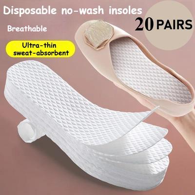 20 пар антибактериальных и дезодорирующих одноразовых стелек для женщин, впитывающих пот и дышащих, летние стельки без носков