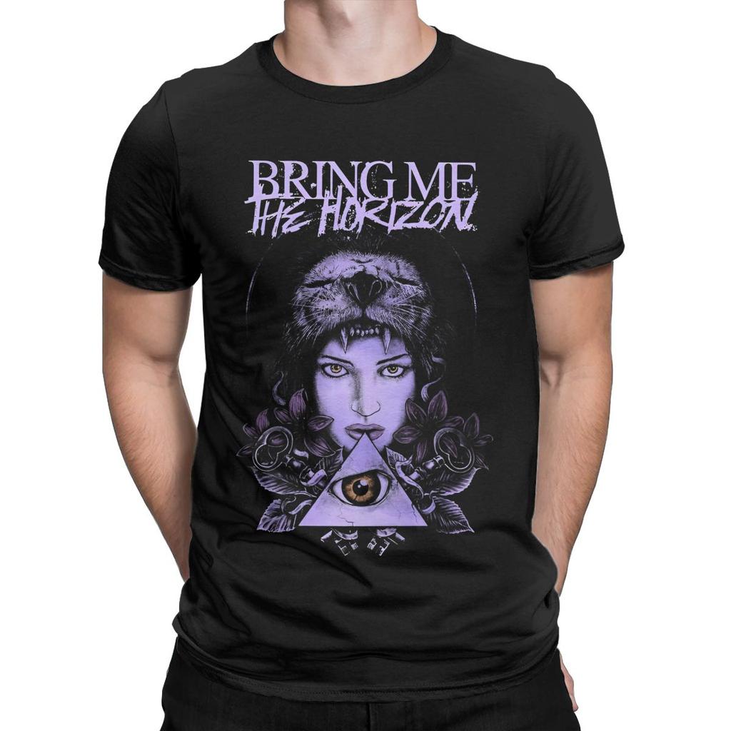Men's T-Shirt Bring Me The Horizons Rock Casual 100% Cotton Tee Short Sleeve Gothic Metal Band T Shirt Crew Neck merch Big Size