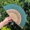 Fan Japanese Style and Fan Bamboo Handle Folding Fan Exquisite Folding Fan Ancient Style Send Small Tassel