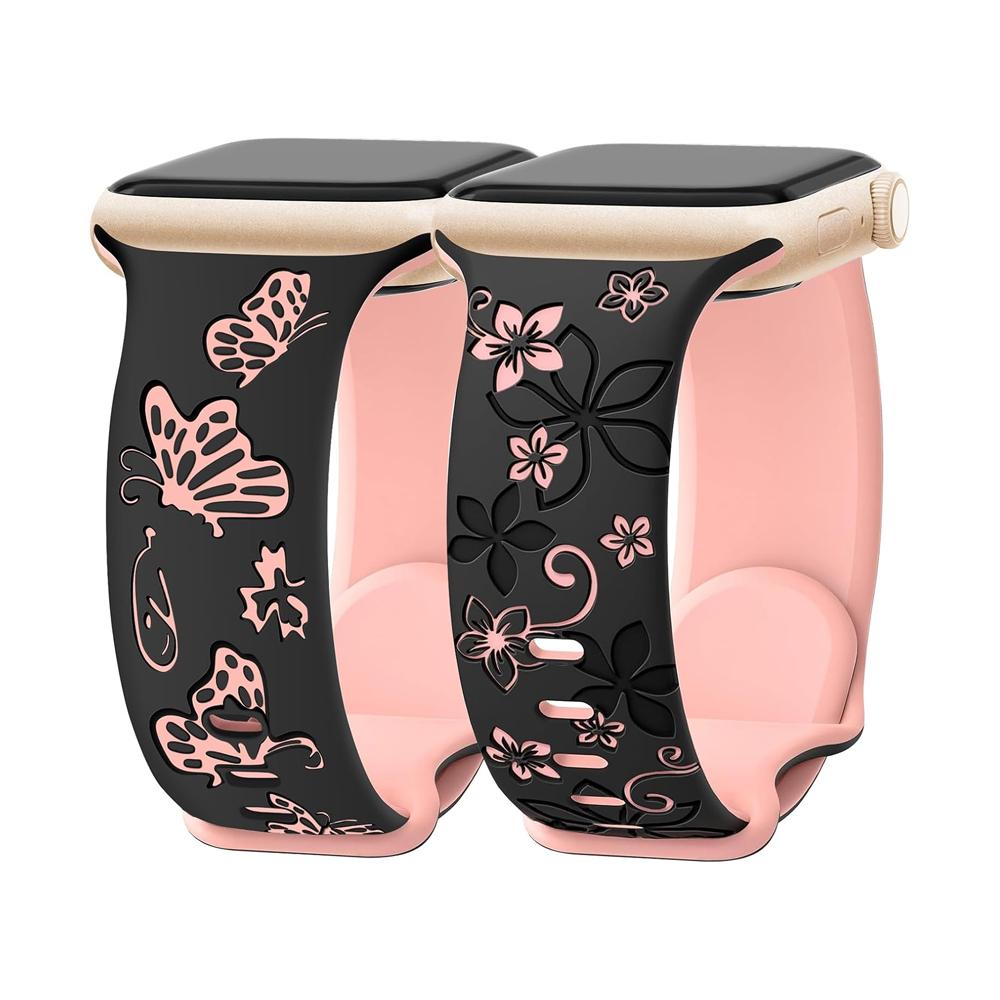 Гравированные ремешки для Apple Watch Band 46мм 42мм 44мм 45мм 40 41мм 49мм correa bracelet iwatch Серия 11 10 9 8 7 6 5 Ultra 3 SE