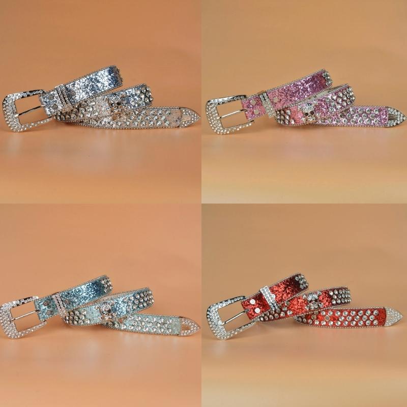 Стимпанк Ремень со стразами Женский Пояс на талию Западный Ковбойский Ремень из ПУ кожи с черепами и заклепками для Девочки-подростка Женский Мужской