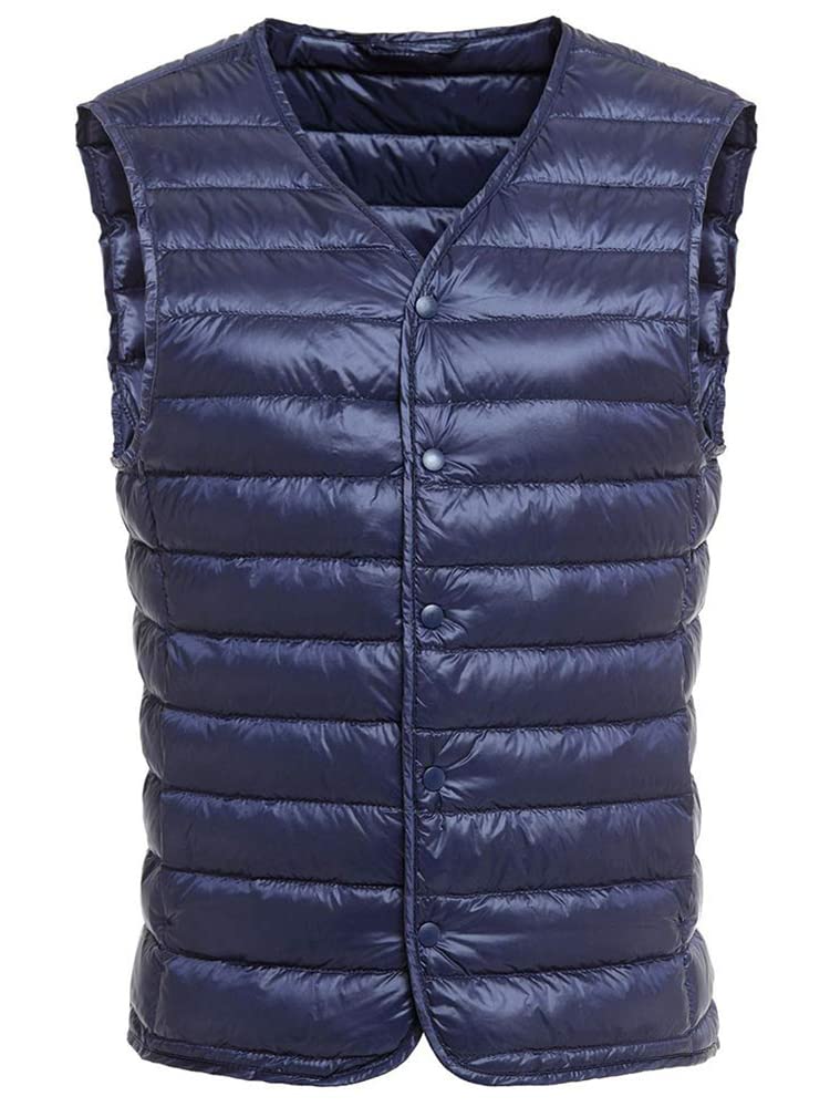 CLAZOLIY Мужской жилет без воротника с внутренним пухом и CL111, Сверхлегкий, Теплый, Легкий, Компактный, (XL, темно-синий)