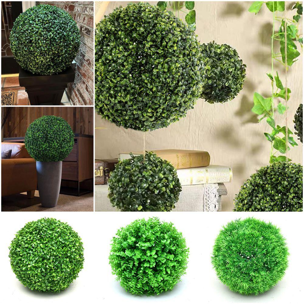 Multi-Size Artificial Green Grass Ball Green Purple Greenery Plants Ball Indoor Outdoor