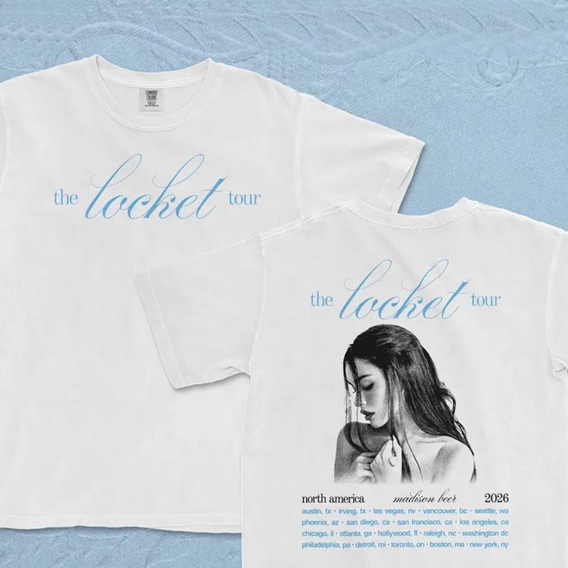 Футболка Madison Beer Locket Tour 2026 Только даты Североамериканского тура Мерч с концерта Madison Beer 100% Хлопок Высококачественная футболка