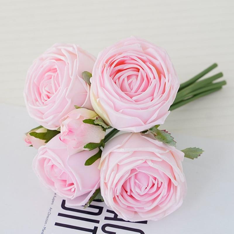 6 головок/связка искусственных цветов увлажняющая роза настоящий прикосновение свадебный букет роз свадебный цветочный праздничный стол домашний декор букет