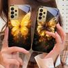 Теплая бабочка с пламенем для Samsung A 01 52S A04 A05S A10 A12 13 22 23 24 36 42 M02 Note 10 20Ultra 8 9 Золотой стеклянный чехол для телефона