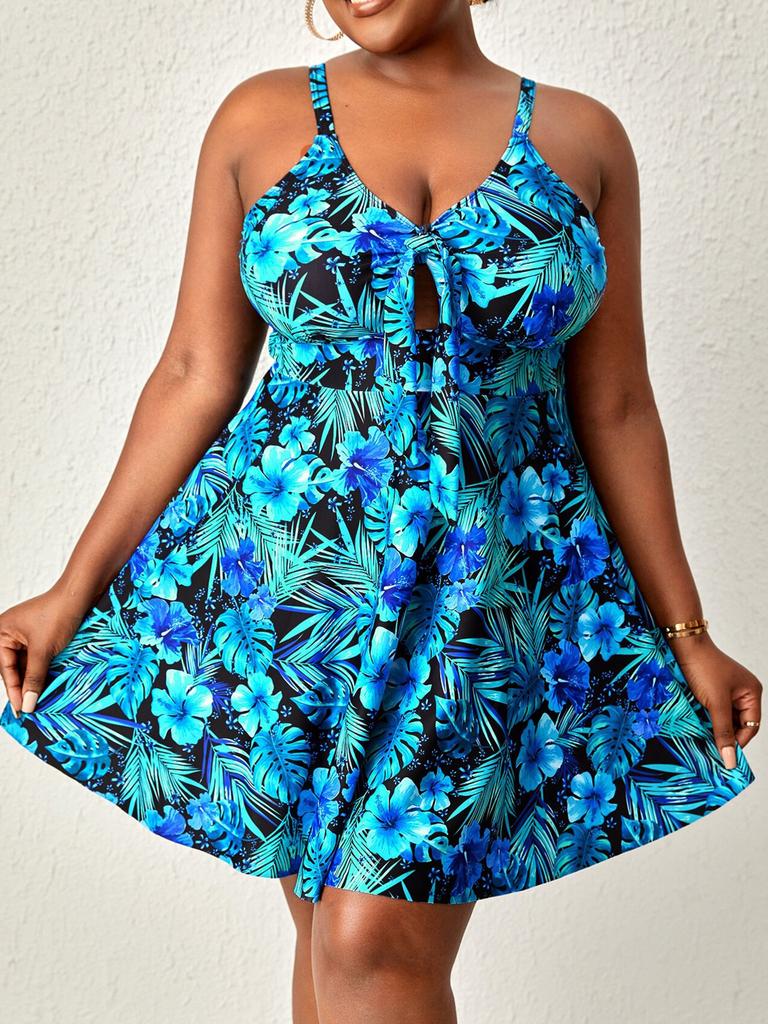 Женский сексуальный купальник большого размера с цветочным принтом, женский летний комплект из двух частей, модный пляжный купальный костюм