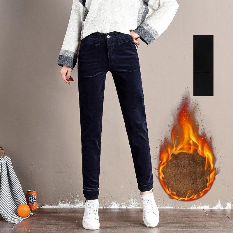 Осень-зима, новые вельветовые брюки для отдыха, теплые тонкие винтажные брюки с высокой талией, женские брюки, вельветовые толстые бархатные брюки, женские брюки-карандаш