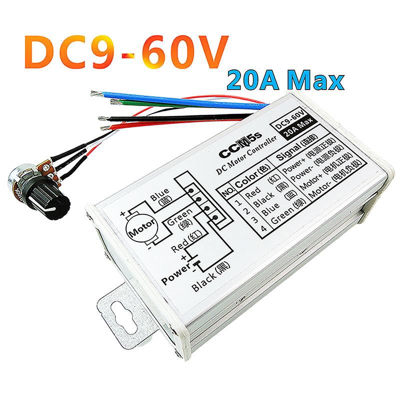 Бесступенчатый регулятор скорости двигателя постоянного тока DC 9V-60V 12V 24V 60V 20A Модулятор ширины импульса регулятор скорости двигателя PWM