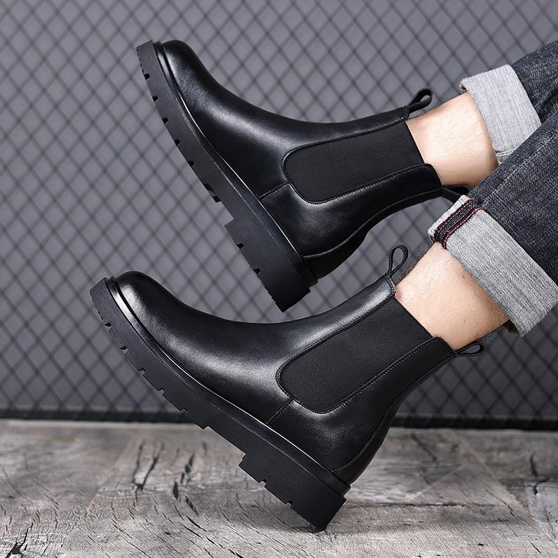 Мужские ботинки челси Мужские осенне-зимние британские ботинки дымчатого цвета Флисовые полусапоги Мужские ботинки Мартин 2025