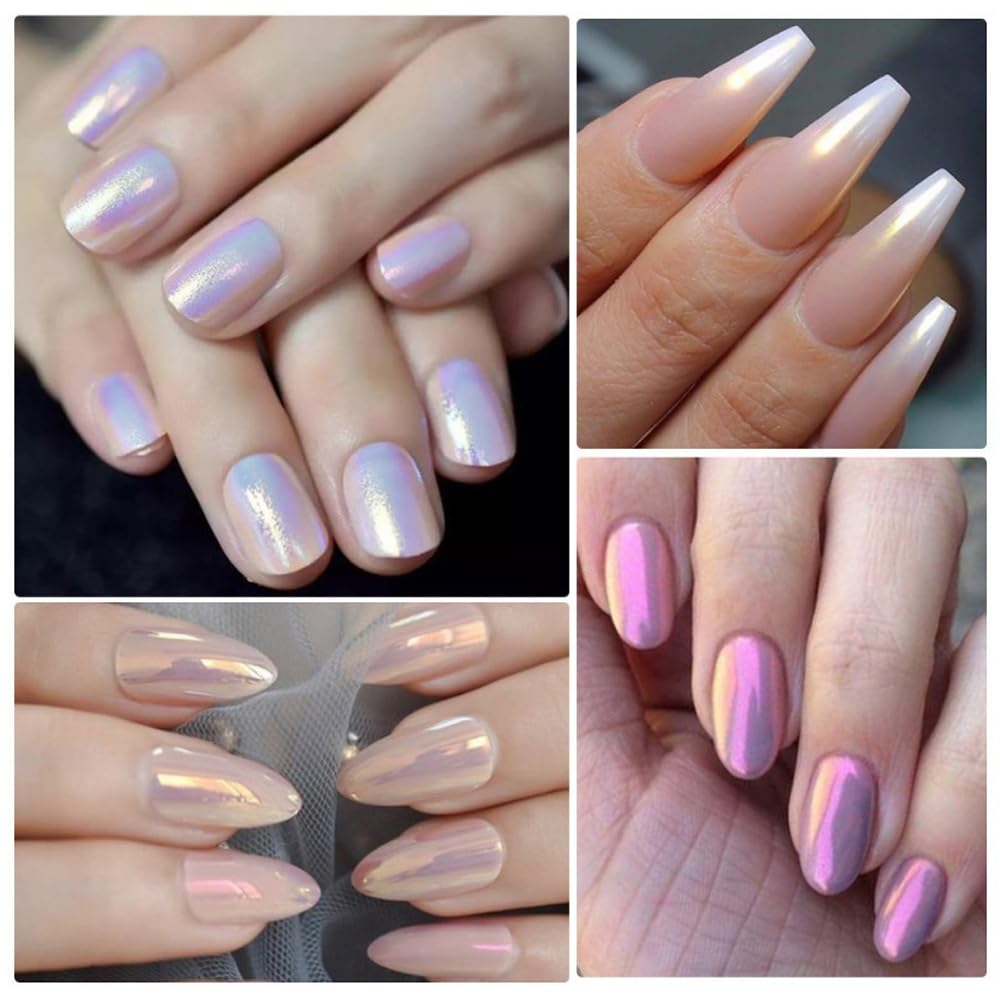 GOODCHI Пудра Аврора, Зеркальная пудра, 6 цветов, Неоновая пудра, Пудра Аврора-ракушка, Ногти Аврора, Зеркальные ногти, Сделай сам, Нейл-арт смолой (04)