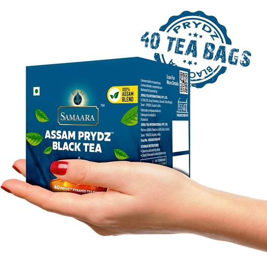 Samaara Assam Prydz Black Tea Bags | Strong Aroma Regular Chai Powder | 40 Bags Box Pack of 3