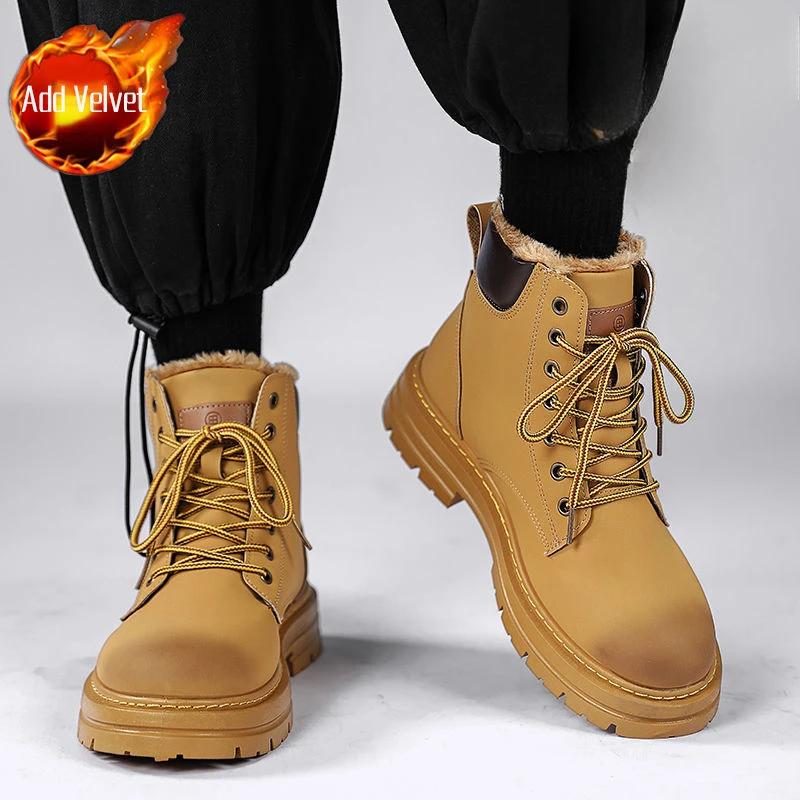 Мужская зимняя обувь, теплые, устойчивые к холоду, мужские зимние ботинки с высоким верхом, новинка в продаже, водонепроницаемая обувь люксовых брендов, хлопковая обувь высокого качества
