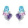 925 Sterling Silver Colorful Zircon Geometric Earrings for Women Simple Classical Earring Studs