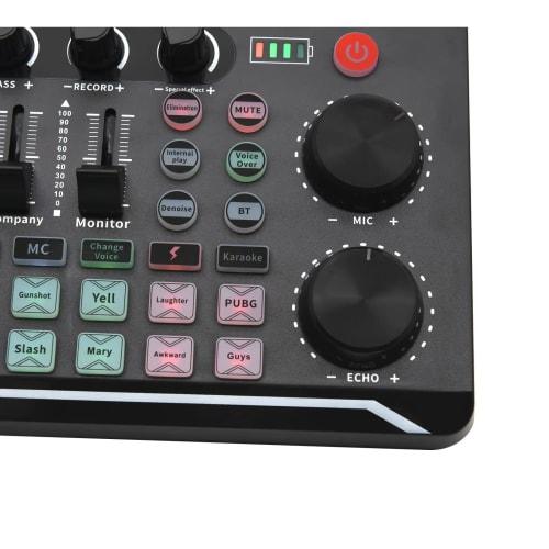 zmart Live Sound Card, Audio Interface, DJ Mixer Effects, Voice Changer, Bluetooth Compatible Mixer for Live Streaming and Singing, Sound Card, Audio