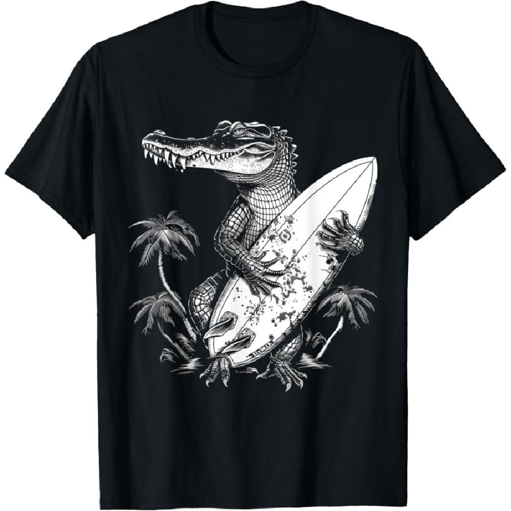 Alligator Gator Crocodile Surf Surfer Reptile Lover Funny T-Shirt