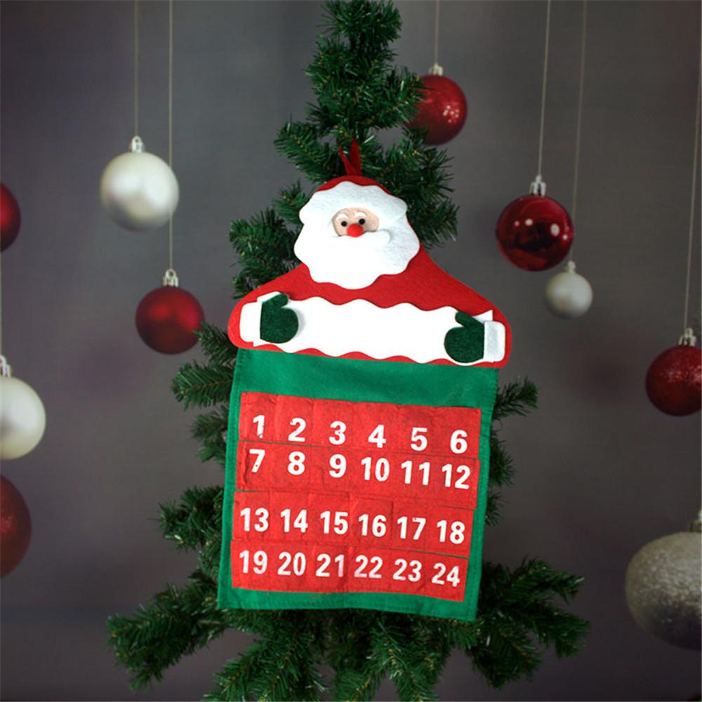 2 Pieces Santa Claus Christmas Advent Calendar Pockets Hanging Decoration Xmas Gifts