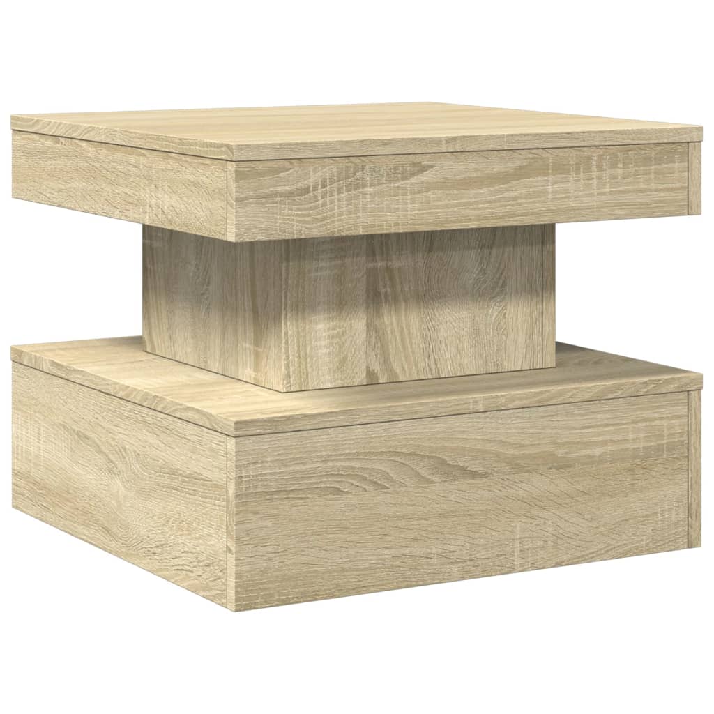 LED Coffee Table in Sonoma Oak 50 x 50 x 40 cm