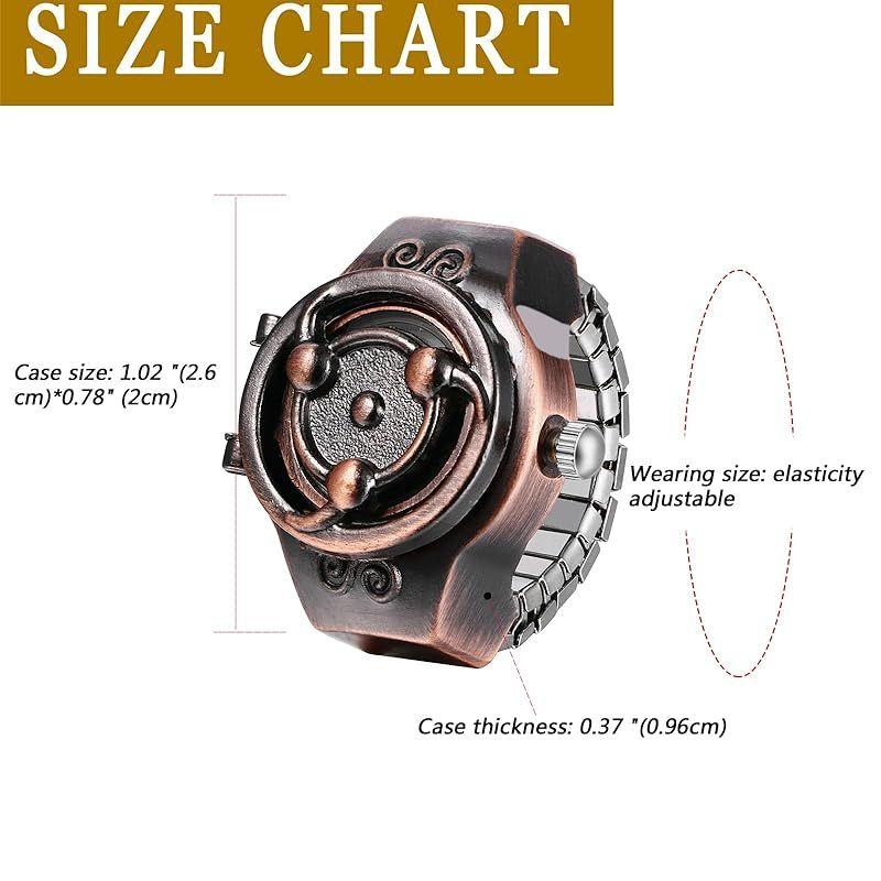 Used [NEW] [JEWELRYWE] Ring Watch Antique Men's Women's Free Size Ring Watch Retro Number Analog Waterproof Quartz Watch Alloy Stainless Steel Bronze